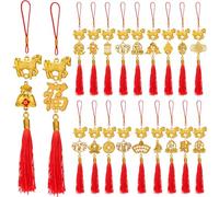 Yuxung Lot de 20 décorations pour le Nouvel An chinois 2026, pendentifs lunaires à suspendre pour le Nouvel An chinois, Feng Shui, porte-bonheur pour la maison, la richesse, le succès, la fortune et