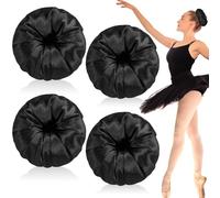 Yuxung Lot de 4 donuts en satin pour chignon - Noir - Taille M | Chignon en satin pour chignon - Maintient l'humidité - Facile à coiffer - Pour femme - Style militaire - Ballet et affaires