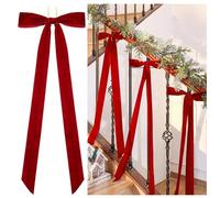 Yuxung Lot de 6 Grands nœuds en Velours pré-noués pour Couronne de Noël - 25,4 x 84,3 cm - Bordeaux - pour décoration de Sapin de Noël