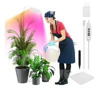 YUYMIKA 72 LED 5V2A lampe pour plantes à spectre complet, tuyau flexible réglable à 360° Grow Light, prise européenne, minuterie automatique 3/9/12, tige télescopique 11.8-59 inch(blanc)