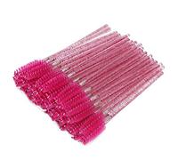 YUYTE 50pcs Brosses à Cils Jetables Baguettes de Mascara Tête de Brosse en Nylon en Spirale pour une Application Facile Portable Sûr Non Toxique avec 8 Options de Couleur (Rose rouge)