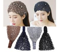 YUYTE Bandeau en Dentelle Vintage, 4 Pièces Large Bandeau élastique pour Femmes, avec un Ajustement Doux et Extensible et un Matériau Respectueux de la Peau, pour les Mariages, (Noir Café Bleu Foncé