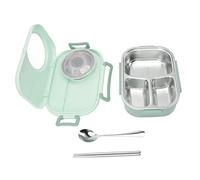 YUYTE Boîte à Déjeuner de 1450 Ml, Récipient Alimentaire Thermique à Double Couche en Acier Inoxydable avec Bague d'étanchéité en Silicone et Ensemble de Couverts, pour Enfants (GREEN)