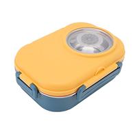 YUYTE Boîte à Déjeuner de 1450 Ml, Récipient Alimentaire Thermique à Double Couche en Acier Inoxydable avec Bague d'étanchéité en Silicone et Ensemble de Couverts, pour Enfants (YELLOW)