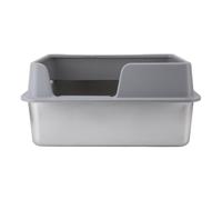 YUYTE Boîte à Litière Fermée en Acier Inoxydable Poux de Litière pour Chats avec Design Latérale des Côtés Hauts pour Chat Chatons Lapins de Gueule de Cobayes (Gray)