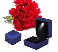 YUYTE Boite Bague, Ecrin à Bague Lumineux, Boîte à Fiançailles Avec Lumière pour Bijoux, Support de Rangement Noir Elégant et Raffiné pour Bague de Proposition, Mariage,