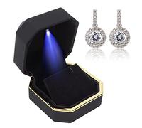 YUYTE Boîtes à Bijoux pour Cadeaux, Boîte- à Bijoux éclairée par LED, Boucle d'oreille, Vitrine pour Proposition, Mariage de Fiançailles, Parfaite pour Les Propositions,