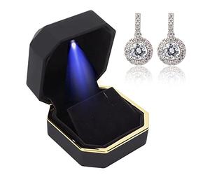 YUYTE Boîtes à Bijoux pour Cadeaux, Boîte- à Bijoux éclairée par LED, Boucle d'oreille, Vitrine pour Proposition, Mariage de Fiançailles, Parfaite pour Les Propositions,
