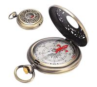 YUYTE Boussole en Laiton Antique, Boussole de Survie étanche pour la Randonnée, Le Camping et L'extérieur, de Poche Militaire Vintage avec Porte-clés, Cadeau pour Les Enfants