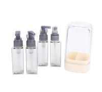 YUYTE Bouteilles Distributrices de Voyage 4 en 1, Contenants de Toilette de Voyage Rechargeables Anti-fuite Approuvés avec Joint Triple Filetage et Pulvérisateurs à Pompe, pour Sh (GRAY)