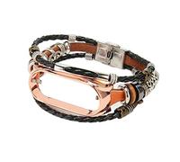 YUYTE Bracelet en Cuir Métal Snap Rétro pour Bande 7 Bricolage Smar AP Rétro Bricolage Bracelet de Montre Intelligente Bracelet de Remplacement (Marron et Or)