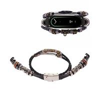 YUYTE Bracelet Intelligent en Cuir, Kit de Bracelet Intelligent avec Tournevis Bracelet en Alliage de Cuir Vintage Bracelet pour Mi Band 8 (Noir)