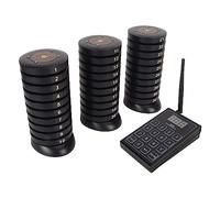 YUYTE Buzzers de Restaurant Longue Portée, Système de Téléavertisseur Client, Système D'appel sans Fil Rechargeable à 30 Boutons, Distance de 3280 Pieds, pour Restaurant, Bar, café (Prise UE)