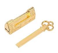 YUYTE Cadenas Vintage, Petite Serrure en Alliage de Zinc de Style Traditionnel Chinois avec Motif de Fleurs D'oiseaux Gravés, pour Boîte à Bijoux, Mini Armoires, Tiroirs, Boîte Cadeau (pie or)