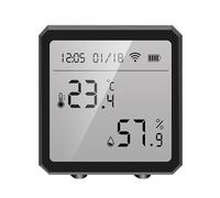 YUYTE Capteur de Température et d'humidité WiFi avec Affichage Numérique pour - Surveillance à Distance Via Application, Commande Vocale et multi-connexion. (BLACK)