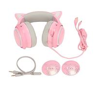 YUYTE Casque de Jeu, Casque D'oreille de Chat avec Interrupteur Tactile 8 Couleurs et Microphone Omnidirectionnel Rétractable, 3 Effets Sonores pour la Diffusion de Musique en