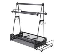 YUYTE Chariot de Grill, Support à Condiments pour Barbecue avec 4 Compartiments et 2 Porte-serviettes en Papier, Organisateur D'ustensiles de Pique-nique de Camping en Plein Air p