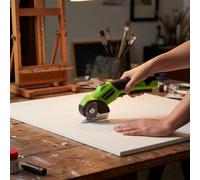 YUYTE Ciseaux électriques sans Fil, Lames en Acier SK5, Coupeur électrique Rechargeable pour Carton, Cuir, Tapis en Plastique, Papier Peint, avec Lumière LED et Verrouillage de (GREEN)