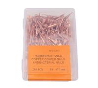 YUYTE Clous en Fer à Cheval 250 Pièces, équipement D'équitation Antirouille plaqué Cuivre, avec Boîte de Rangement en Plastique, pour Le Soin des Sabots de Cheval et L'utilisation dans (47,5 mm E4)