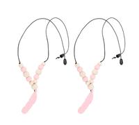 YUYTE Collier Sensoriel, 2 Pièces, Collier à Mâcher en Silicone Souple avec Pendentif Plume pour Enfants, Jouets à Mâcher Sensoriels en Bois de Hêtre pour Se Mordre les Cheveux et les (PINK)