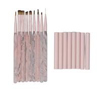 YUYTE Ensemble de 9 Pinceaux de Nettoyage pour Nail Art - Pinceaux Plats, Ovales et Coudés pour le Nettoyage du Gel UV, des Détails et du Vernis à Ongles