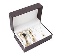 YUYTE Ensemble de Bijoux avec Montre Bracelet pour Femme et Fille - Or Rose et Or - de Noël (Or)