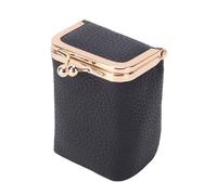YUYTE Étui à Rouge à Lèvres en Cuir PU, Pochette Vintage en Cuir avec Miroir et Fermoir, pour Le Rangement de Rouge à Lèvres, Cartes de Bijoux, Organisateur de Maquillage de Voyage (Black)