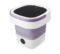 YUYTE Machine à Laver Portable, Mini Laveuse Pliable de 7,5 L et Sèche-Linge Petit Seau Pliable pour Camping, Camping-Car, Dortoir, Voyage, Linge de Voyage (Violet)