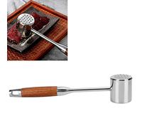 YUYTE Marteau Attendrisseur de Viande en Acier Inoxydable 304, avec Manche Ergonomique en Bois, Outil Double Face pour la Cuisine
