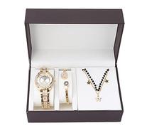 YUYTE Mesdames Montre Bracelet Bijoux Ensemble de bijoux, Ensemble de bijoux pour femmes Collier de montre, or rose et or pour femme fille quartz montre pour bracelet de Noël bijoux (or)