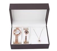 YUYTE Mesdames Montre Bracelet Bracelet Ensemble de bijoux, Ensemble de bijoux pour femmes Collier de montre, or rose et or pour femme fille quartz montre pour bracelet (or rose)