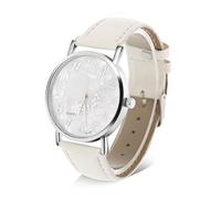 YUYTE Montre-Bracelet à Quartz Analogique pour Dames avec Bracelet en Cuir, Montres-Bracelets pour Femmes, Montre-Bracelet en Cuir PU à la Mode Simple Papillon(Blanc)