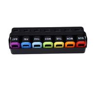 YUYTE Organiseur Hebdomadaire Portable pour Tablettes - Boîte à Médicaments 7 Jours avec Couvercle Coulissant de Rappel, étui de Voyage pour Vitamines, Comprimés et Suppléments (BLACK)