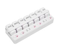 YUYTE Organiseur Hebdomadaire Portable pour Tablettes - Boîte à Médicaments 7 Jours avec Couvercle Coulissant de Rappel, étui de Voyage pour Vitamines, Comprimés et Suppléments (WHITE)