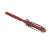 YUYTE Petite Brosse à Cheveux Ronde, Mini Brosse à Rouleau avec Manche en Bois Plat et Nylon pour Frange de Cheveux Courts, Peignes de Style (BROWN)