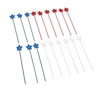 YUYTE Pics étoiles Pailletées Patriotiques, 18 Pièces Rouge Blanc Bleu en | Poignées en Bois, Utilisation pour Couronnes et Vases, Rassemblements de L’Indépendance, Décor Commémoratif, Accents de