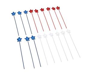 YUYTE Pics étoiles Pailletées Patriotiques, 18 Pièces Rouge Blanc Bleu en | Poignées en Bois, Utilisation pour Couronnes et Vases, Rassemblements de L’Indépendance, Décor Commémoratif, Accents de