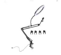 YUYTE Pince à Anneau Au-Dessus de la Tête avec Le Support et Support de Téléphone Réglables 3 Températures de Couleur 10 Niveaux de luminosité 360 ° Rotation pour Le Maquillage Nail