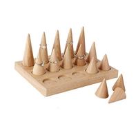 YUYTE Présentoir en bois, support conique en grille 15, utilisé pour afficher les boucles d'oreilles en forme de bague de bijoux (la bague n'est pas incluse)