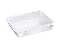 YUYTE Récipient de Stockage des Aliments en Acier Inoxydable 304, Boîte à Déjeuner avec Couvercle pour Réfrigérateur, pour une Utilisation en Extérieur, 2200 Ml, 25,5x20x5,5 Cm / 10,0x7,9x2,2 Pouces