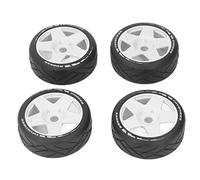 YUYTE Roues GT RC 1/8 GT, Pneus Montés avec Ceinture avec Adaptateur Hexagonal de 17mm, pour Infraction HoBao GRP sur Voiture de Course sur Route, 4 Pièces (White)