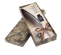 YUYTE Stylo Plongeur de Calligraphie Anglaise, Ensemble D'écriture Antique avec 5 Plumes en Alliage, pour Papeterie Cadeau (BLACK)