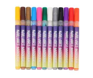 YUYTE Stylos Nail Art 12 Couleurs, Pinceau à Pointe Ultra Fine pour une Coloration Douce et Précise, avec des Nuances Vives et Durables pour la Conception D'ongles DIY à la Maison