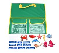 YUYTE Tableau en Feutre Double Face pour Les Tout-Petits avec Cartes d'animaux Marins Tableau D'histoire d'apprentissage Pliable Poignée Portable pour Une Utilisation à la Maison et en