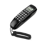 YUYTE Téléphone Fixe à Double écran LCD avec Identification de L'appelant, Mini Téléphone Mural avec 38 Mémoires Entrantes et Fonction de Rappel, pour Bureau à Domicile, Hôtel (Black)