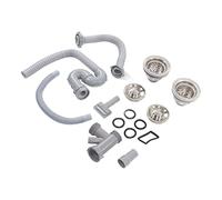 YUYTE Tuyau D'égouttage D'évier de Cuisine, Ensemble de Tuyaux D'égout à Double Drainage en Acier Inoxydable et ABS avec Tube en Plastique courbé en S, pour Salle de Bain, évier de