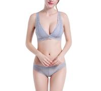 YUYUCH Ensemble Soutien-Gorge et Culotte rembourrés sans Armatures en Dentelle Florale et Soutien-Gorge sans Armature en Dentelle Triangulaire pour Femmes