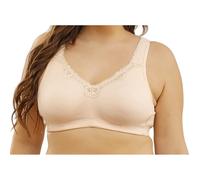 YUYUCH Soutien-Gorge en Dentelle brodé sans Armatures pour Femme, Grande Taille, Couverture complète, en Coton Confortable, Non rembourré, Minimiseur Quotidien (110C,Beige)