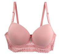 YUYUCH Soutien-Gorge Push up Balconnet en Dentelle pour Femmes, Soutien-Gorge de Tous Les Jours, légèrement doublé, avec Armature, moulé et Plongeant, Soutien-Gorge T-Shirt (85D,Rose)