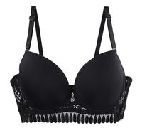 YUYUCH Soutien-Gorge Push up Balconnet en Dentelle pour Femmes, Soutien-Gorge de Tous Les Jours, légèrement doublé, avec Armature, moulé et Plongeant, Soutien-Gorge T-Shirt (95D,Noir)